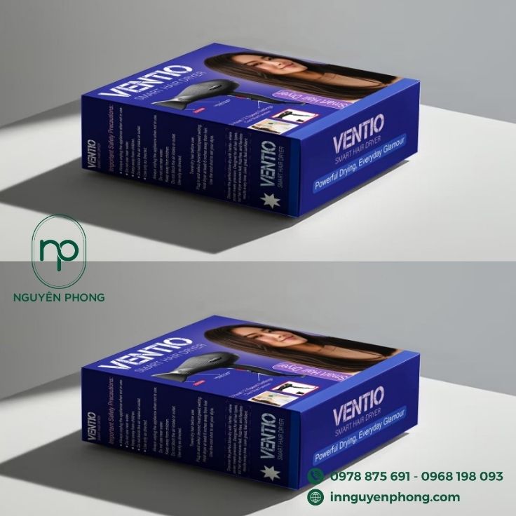 Mẫu hộp carton đựng máy sấy màu sắc rực rỡ 